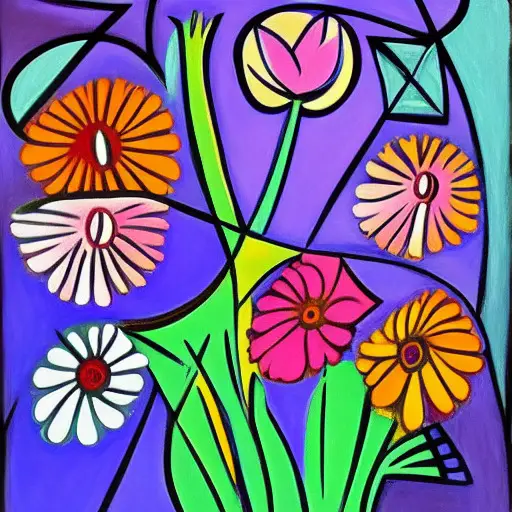“A flower in Picasso style”