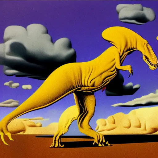 “A t-rex in Dali style”